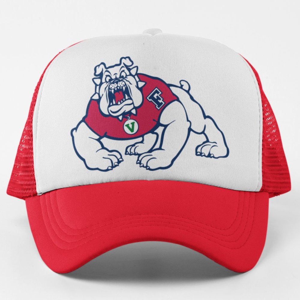 NEW Fresno State Bulldogs Mascot Foam Trucker Mesh Snapback Hat 2TONE: RED WHITE
